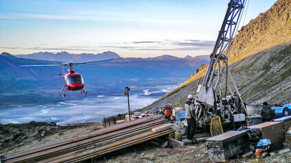 Helicopter drill rig Arctic zinc copper gold silver mine Ambler Alaska