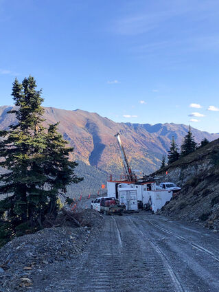 Drill pad set up on the side of a dirt road at Seabridge Gold's 3 Aces project.