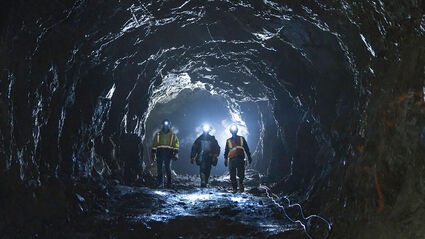 The miners walking underground at the Premier gold-silver mine in Northern BC.