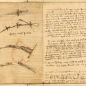 A photocopy of Leonardo da Vinci’s drawings of the first flying machine.