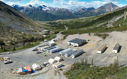Aerial photograph of Fireweed Metals’ exploration camp in Yukon, Canada.
