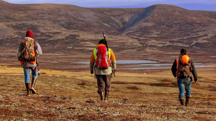 Alaska workers hike across Pebble copper gold mine project Bristol Bay