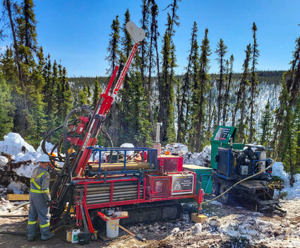 A driller tests for gold during a spring program near Fairbanks, Alaska.