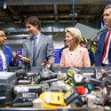 Li-Cycle CEO Ajay Kocchar, Justin Trudeau, Ursula von der Leyen, Tim Johnston.